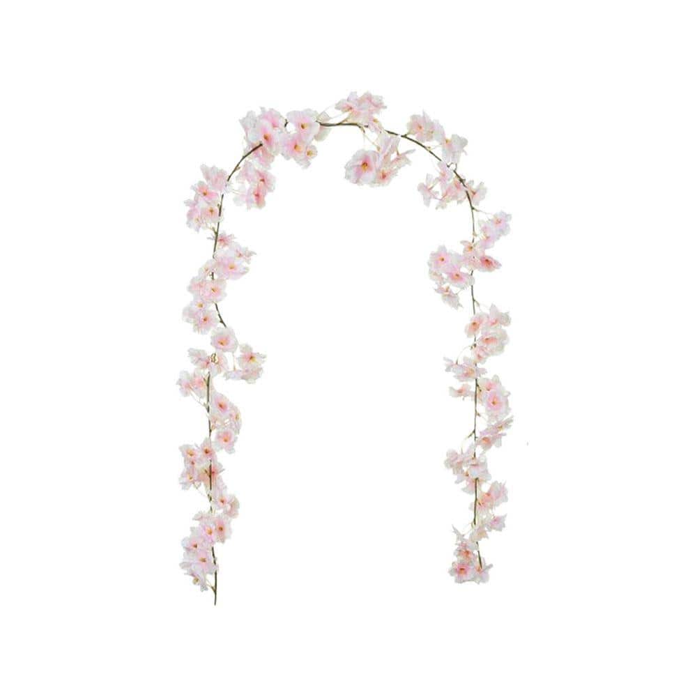5.9 ft. Pink Artificial Cherry Blossom Flower Garland (8-Pieces