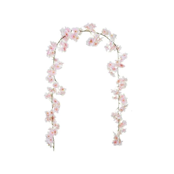 5.9 ft. Pink Artificial Cherry Blossom Flower Garland (8-Pieces