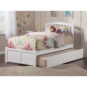 Richmond Twin Extra Long Bed with Footboard and Twin Extra Long Trundle in White