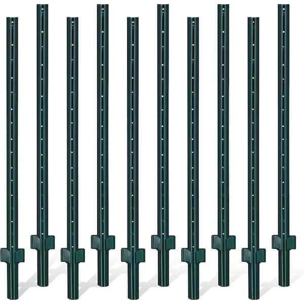 Justincity 3 ft. Outdoor Sturdy Duty Metal Fence Post in Green (10-Pack)