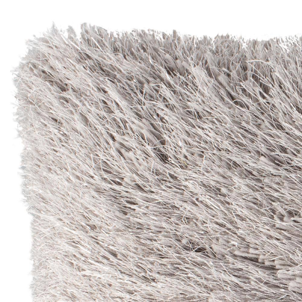 Shag Modish Metallic Silver Rectangular Feather Fill Pillow