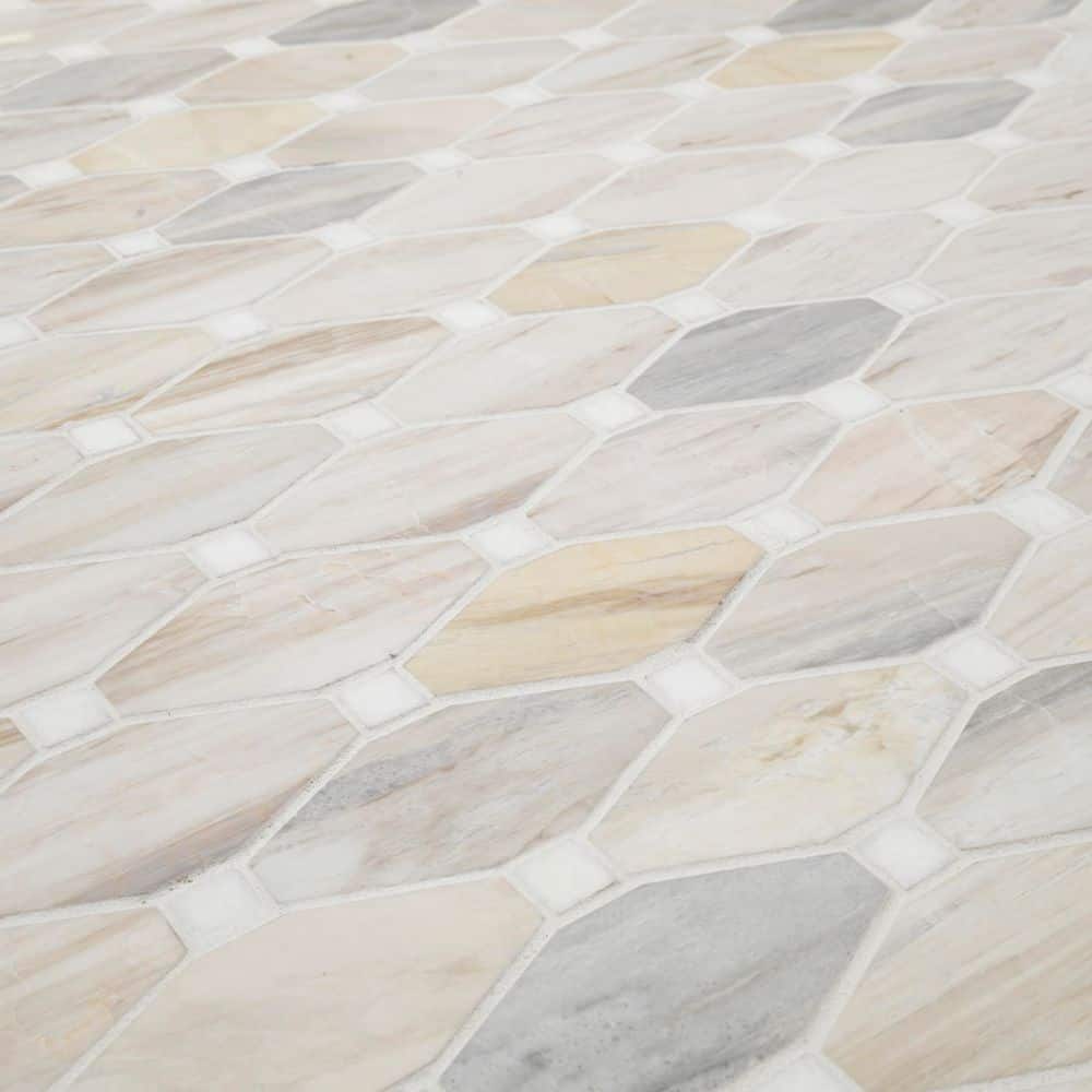 Angora Beige and Gray Polished Marble Mosaic Tile