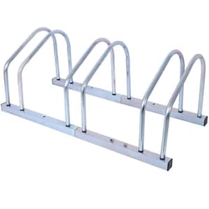 13.5 in. x 29.4 in. W x 10.6 in. Silver Steel 3 Bikes Floor Storage Bike Rack