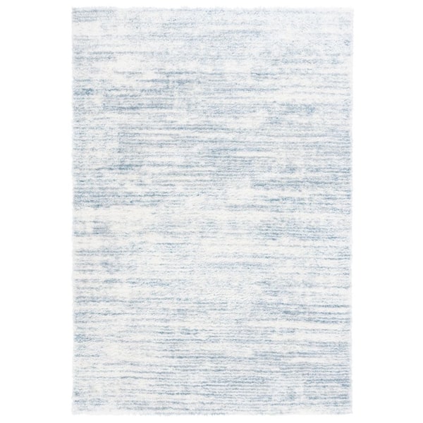 SAFAVIEH Tahoe Shag 3 ft. x 5 ft. Blue/Ivory Distressed Solid Area Rug