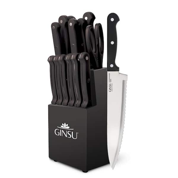 Ginsu Kiso 14-Piece Dishwasher Safe Black Block Knife Set