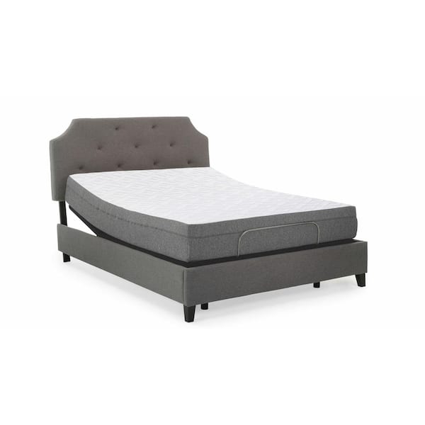 Blissful Nights 12 in. Lilac Queen Memory Foam Mattress and M1500 Adjustable Base Set