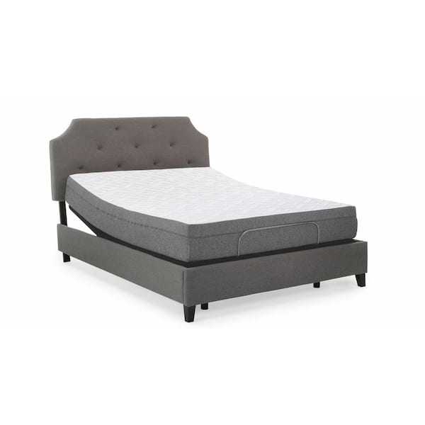 Blissful Nights 12 in. Lilac Twin Long Memory Foam Mattress and M1500 Adjustable Base Set