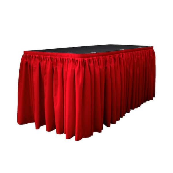 30 ft. x 29 in. Long Red Polyester Poplin Table Skirt with 15 L-Clips