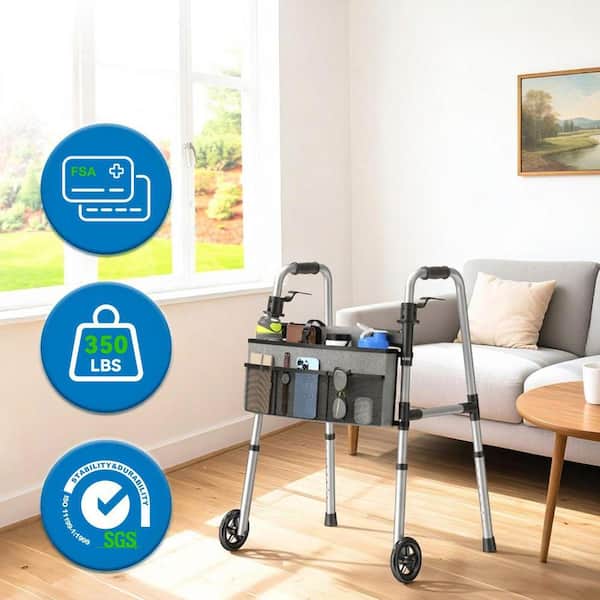 JFVKAF Adjustable Height Lightweight Standard Walker with Basket