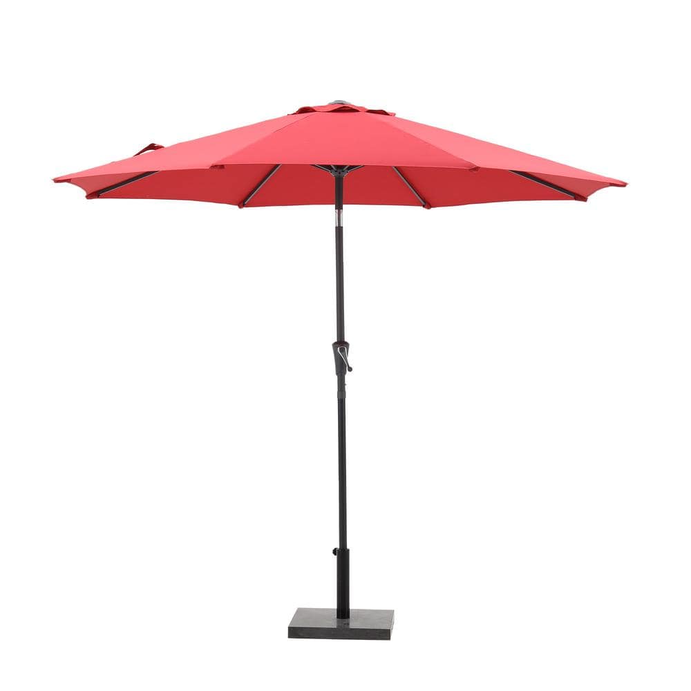 SERGA 9 ft. Outdoor Tilt and Crank Market Patio Umbrella in Red ...