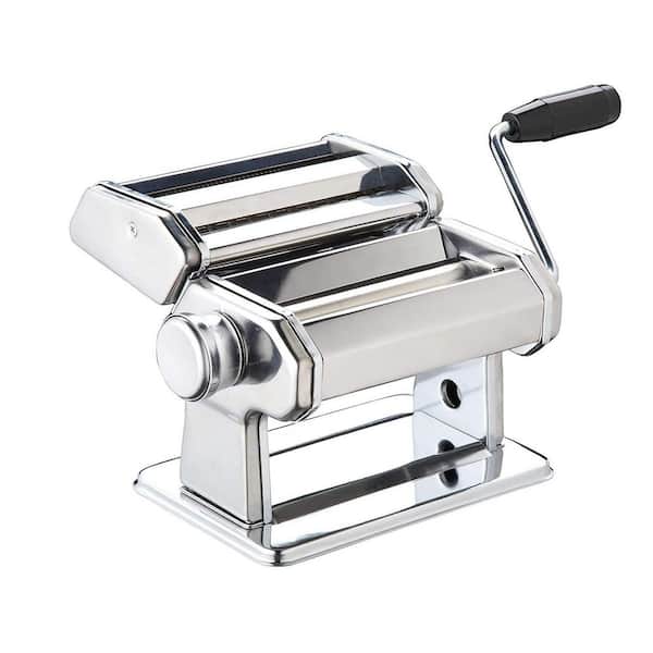 Stainless Steel Manual Pasta Maker with 9 Thickness Settings, Includes Dough Cutter and Hand Crank for Homemade Pasta