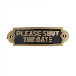PLEASE SHUT THE GATE Solid Brass Plaques Sign Polished Brass Plate