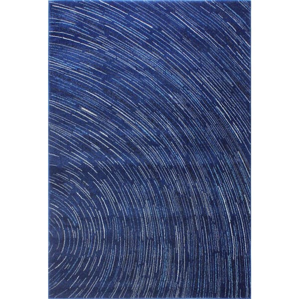 Everek Dk. Blue 9 ft. x 12 ft. (8'6" x 11'6") Abstract Contemporary Area Rug