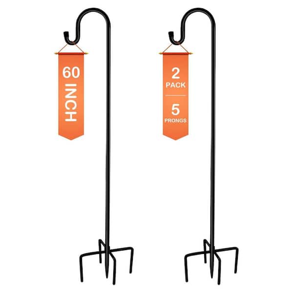 60 Adjustable Steel Shepherd Hooks for Bird Feeder Lantern Plant Stand Garden Stake Outdoor Decor 2 Pack