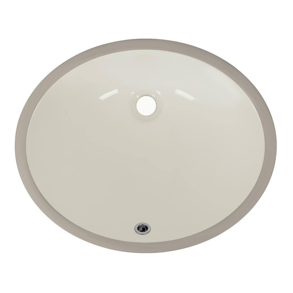 Beige Ceramic 18" Oval Undermount Bathroom Sink