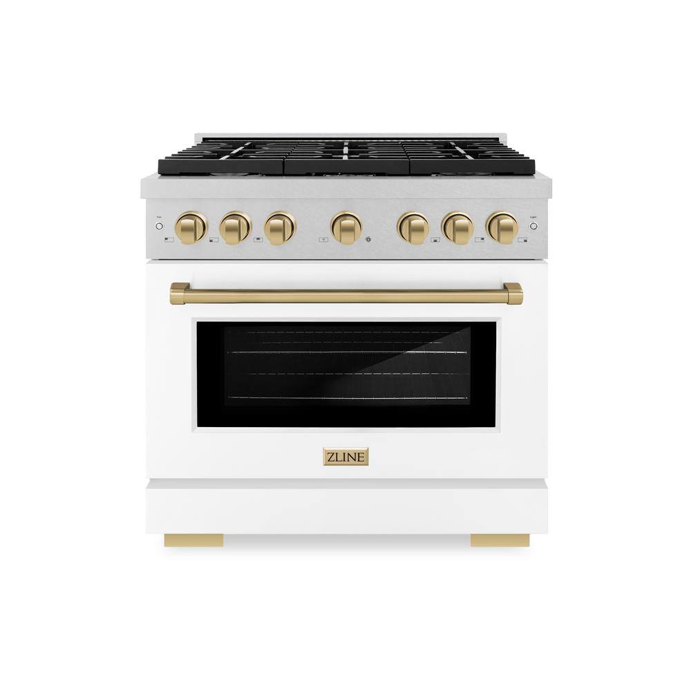 Autograph 36 in. Paramount Dual Fuel Range with 6 Burners and Oven in Satin Steel with White and Bronze Accents price history on PriceWatchPro
