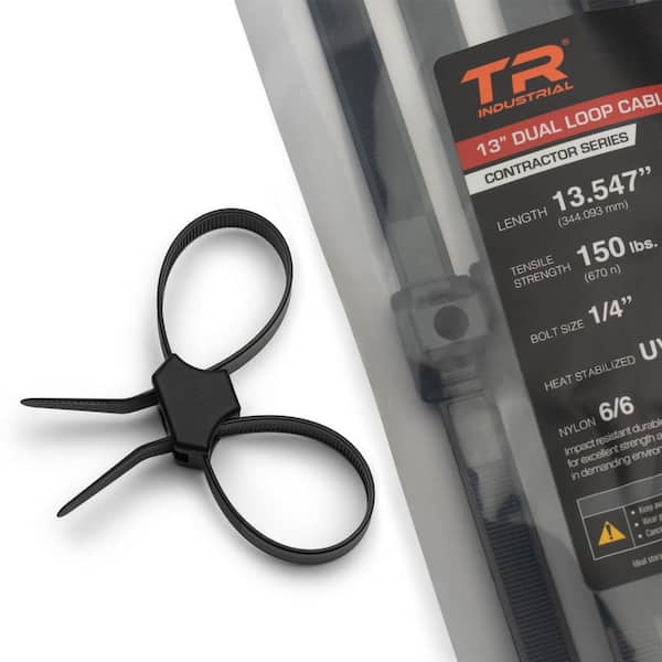 13 in. Contractor Series Dual Loop Impact-Resistant Heat-Stabilized UV Cable Ties in Black (10-Piece)