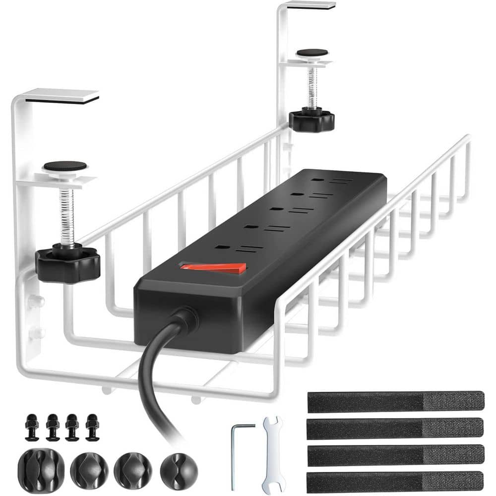 Under Desk Cable Management Tray White No Drill Clamp Wire Organizer for Office Home No Damage to Desk price history on PriceWatchPro