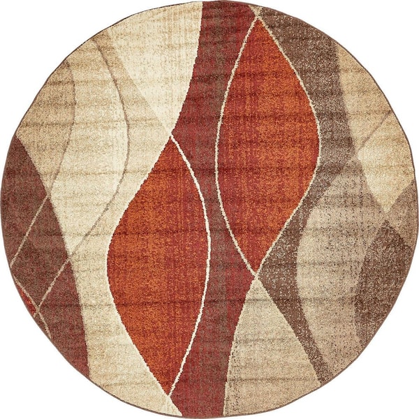 Unique Loom Autumn Plantation Multi 8' 0 x 8' 0 Round Rug