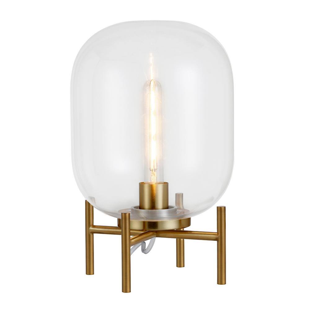 Edison Voice-Controlled Industrial Table Lamp in Brushed Brass/Clear
