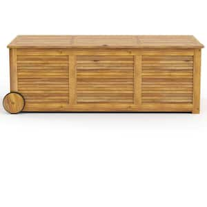 48 gal. Rolling Patio Wooden Deck Box