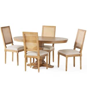 Beckstrom Beige and Natural Expandable Oval Dining Set 5-Piece