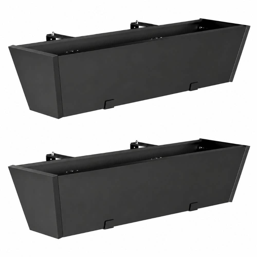 36 in. L x 10 in. W x 9.3 in. H 2-Pack Steel Rectangular Black Outdoor Hanging Railing Planter Pots with Drainage price history on PriceWatchPro