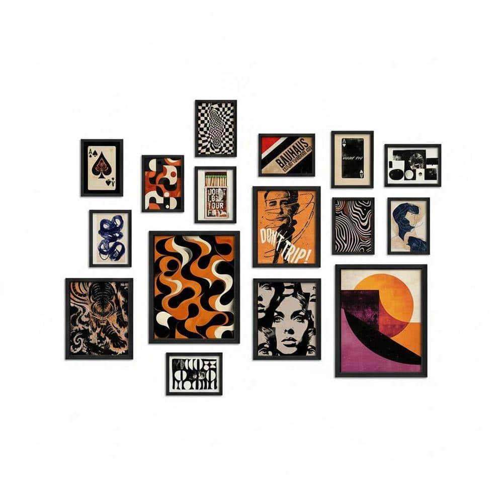 16 PCS Framed Retro 70s Wall Art 7 in. x 5 in. LINBQ274 - The Home