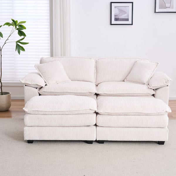 108.27 in. Round Arm 2-Piece L-Shaped Velvet Convertible Combination Sectional Sofa in Navy Blue