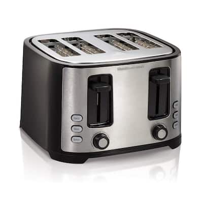 1400-Watt 4-Slice Black and Stainless Steel Wide Slot Toaster