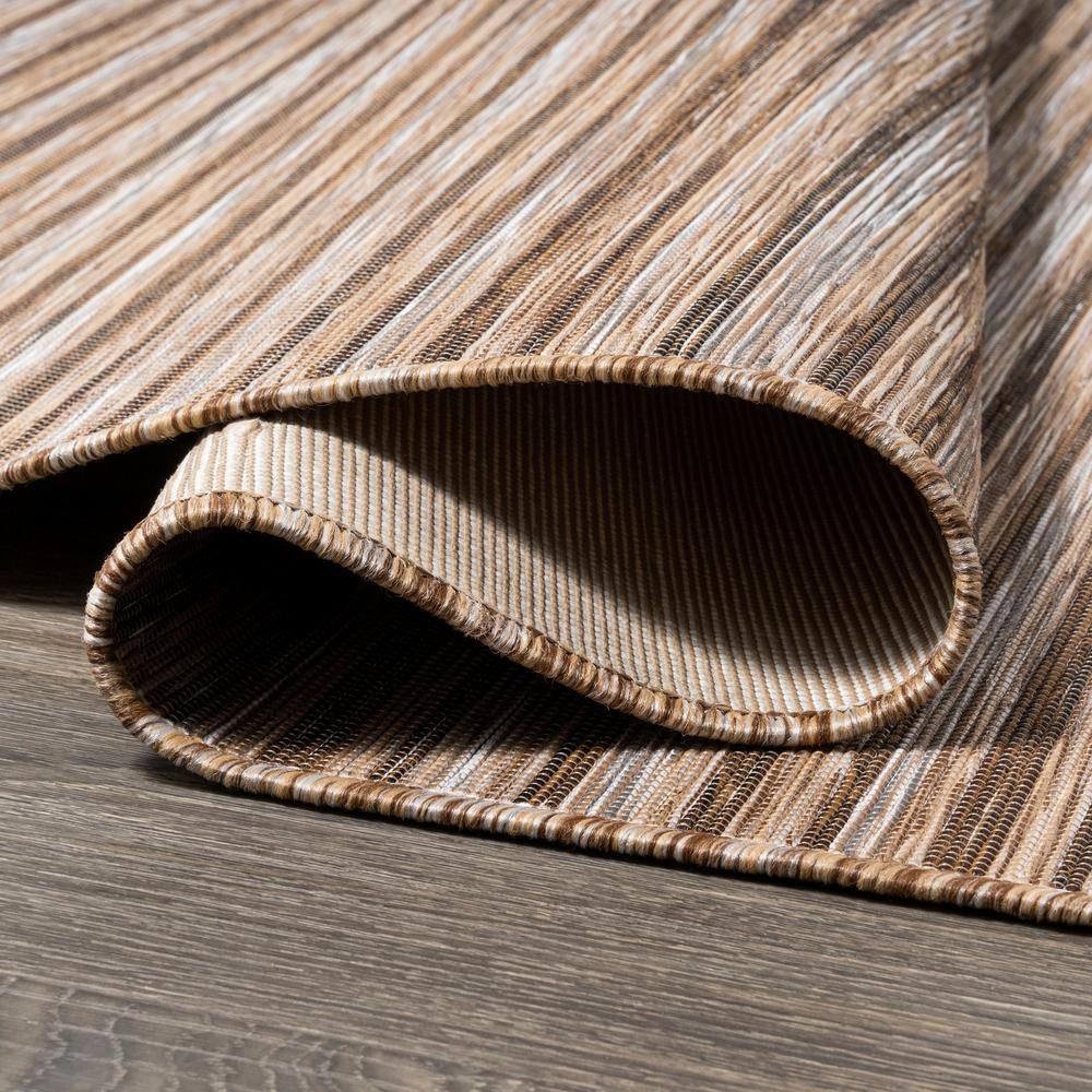 Heathered Stripes Brown/Natural 8' x 10' Synthetic Easy-Care Area Rug