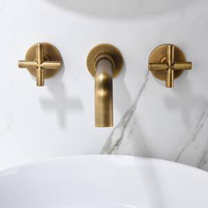 Double Handle Bathroom Faucet Wall Mounted Bathroom Sink Faucet in Archaize