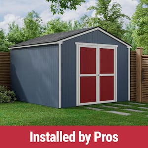 Professionally Installed Princeton 10 ft. x 10 ft. Outdoor Wood Storage Shed with Driftwood Grey Shingles (100 sq. ft.)