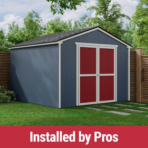 Professionally Installed Princeton 10 ft. x 10 ft. Wood Storage Shed with Autumn Brown Shingles (100 sq. ft.)