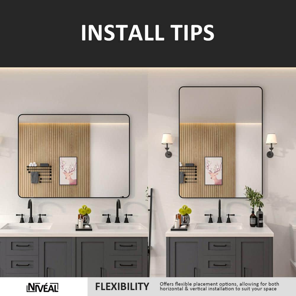 Niveal 24'' x 36'' Silver and Gold Rectangular Bathroom Mirror