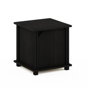 Brahms 15.5 in. Espresso/Black Rectangle Wood End Table with Door