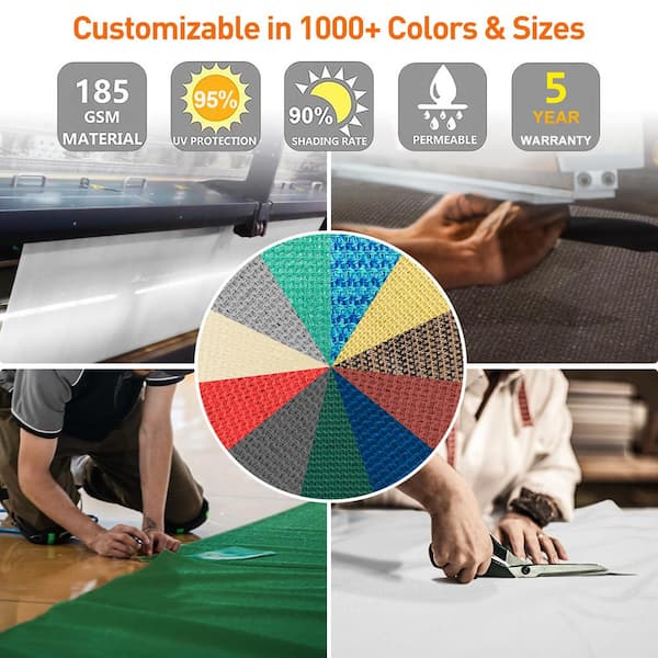 6 ft. x 6 ft. Customize Gray Sun Shade Sail UV Block 185 GSM Commercial Square Outdoor Covering for Backyard, Pergola