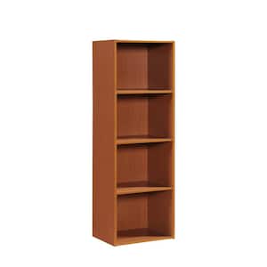 47.36 in. Cherry Wood 4-shelf Standard Bookcase with Storage