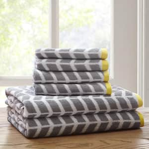 Laila 6-Piece Grey Jacquard Cotton Bath Towel Set