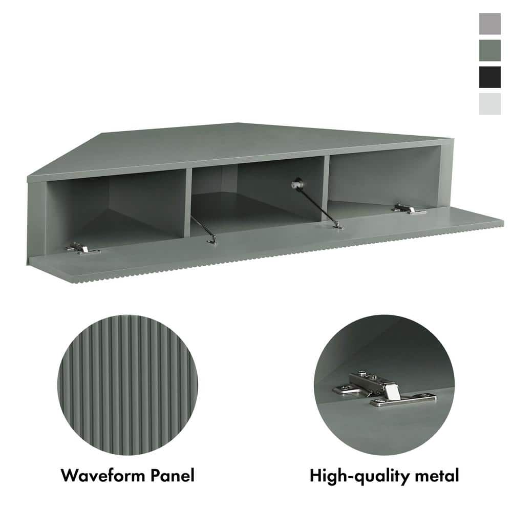Emmeline Sage Green Composite Wood Corner Floating TV Stand