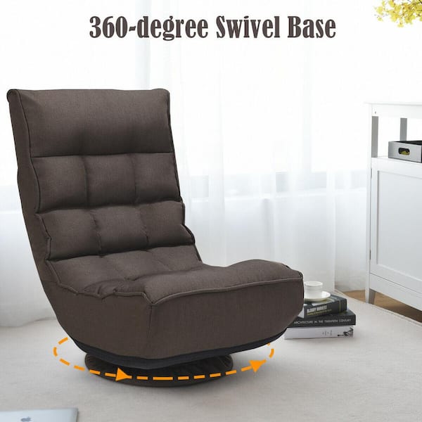 1-Seat 4-Position 360 Degree Swivel Adjustable Game Chair Lazy Sofa in Coffee