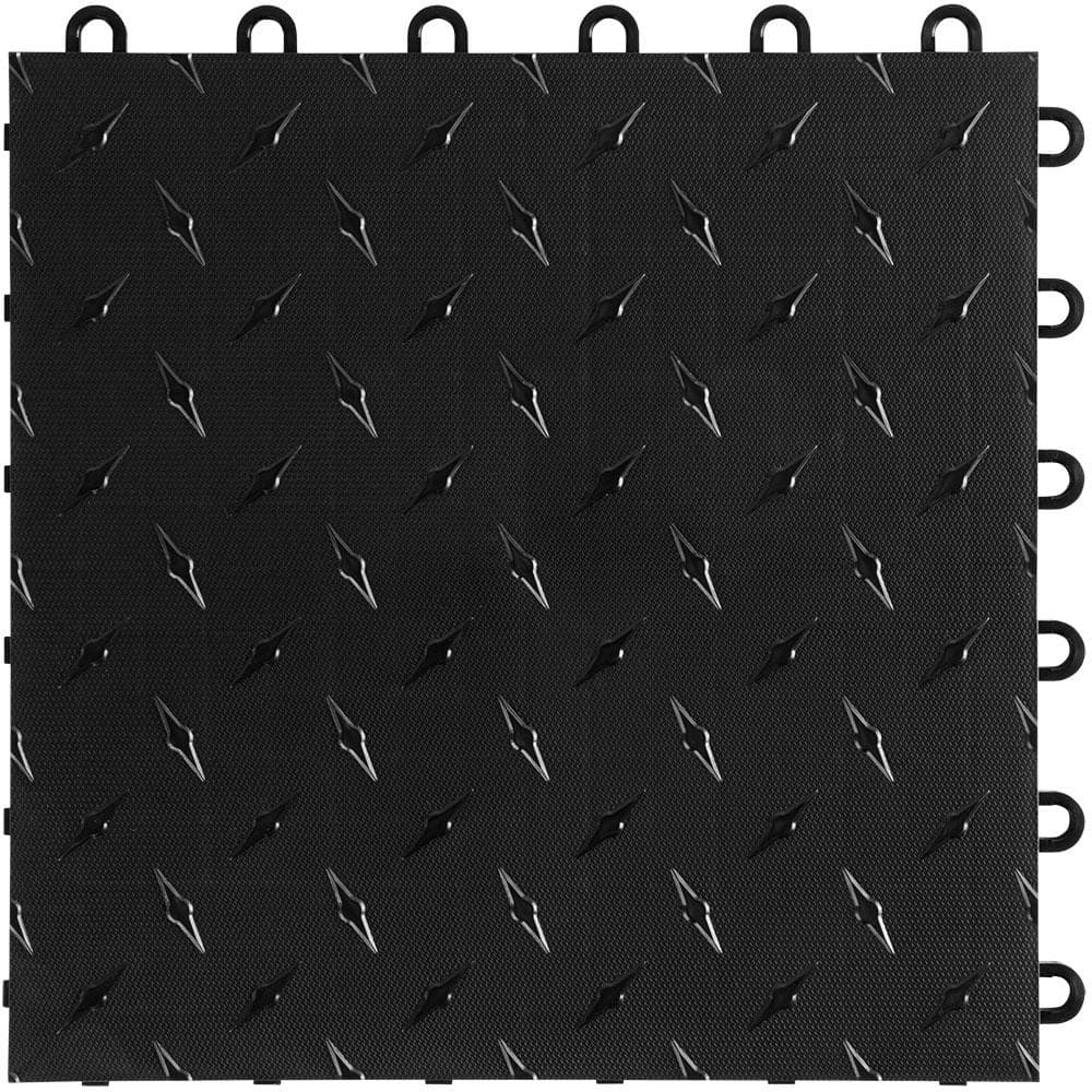 BlockTile 12'' W x 12'' L Garage Flooring Tiles in Black