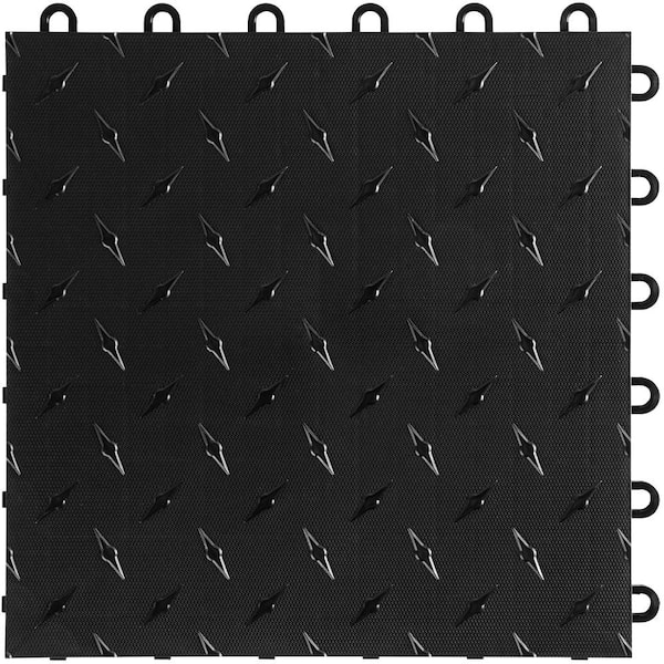 Swisstrax Jet Black 12 in. W x 12 in. L Diamondtrax Flex Modular Polypropylene Gym Flooring (10-Tile/Pack) (10 sq. ft.)