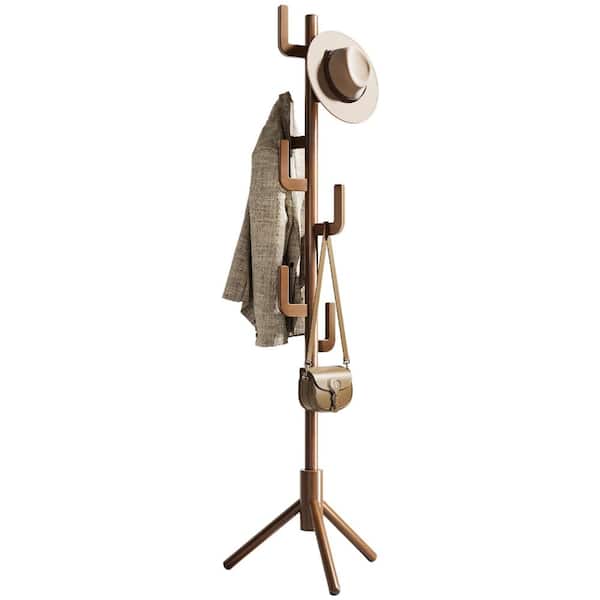 Solid Wood Cactus Freestanding Coat Rack, Adjustable Coat Tree