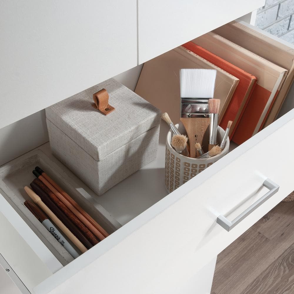 White Freestanding Storage Cabinet with Adjustable Shelving