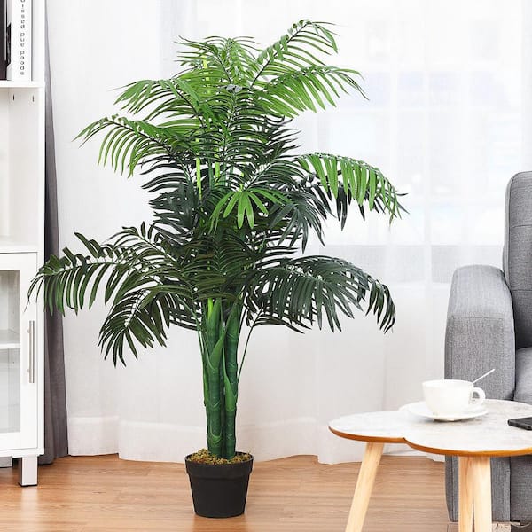 Gymax Artificial Areca Palm Decorative Silk Tree with Basket 3.5 ft. Holiday Decor