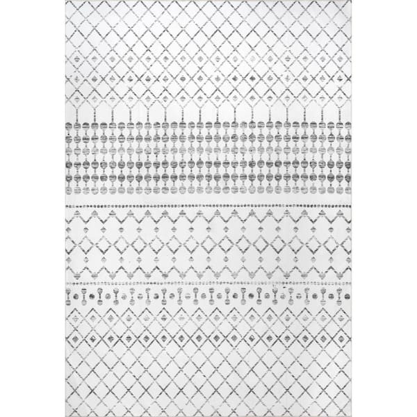 nuLOOM Moroccan Blythe Grey 8 ft. x 10 ft. Machine Washable Indoor Area Rug