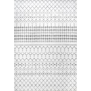 Moroccan Blythe Machine Washable Gray 6 ft. x 6 ft. Indoor Round Area Rug