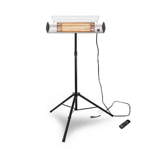 1500-Watt Indoor/Outdoor Carbon Infrared Electric Patio Heater, with Tripod and Remote, Silver