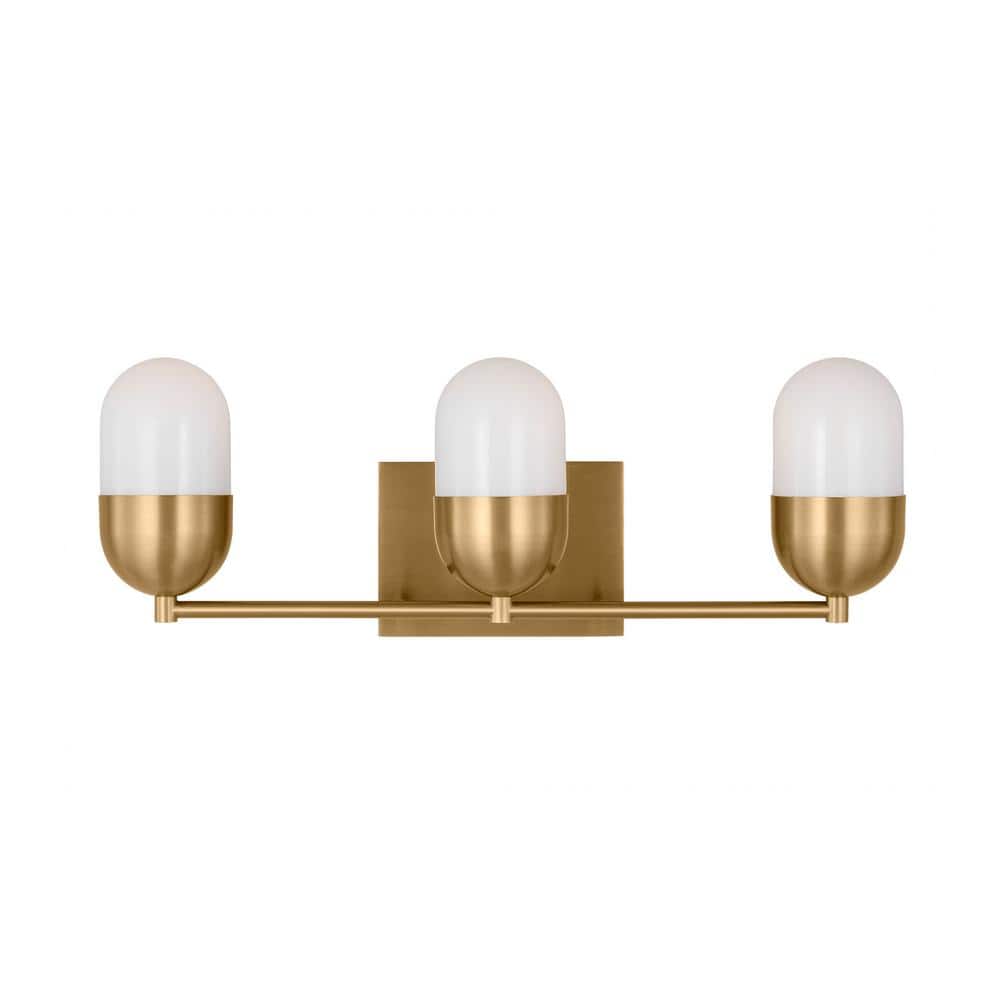 Foster 21.63 in. 3-Light Satin Brass Large Vanity Light with Milk Glass Shades price history on PriceWatchPro